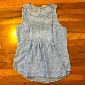 Blue Sleeveless Striped Top Med